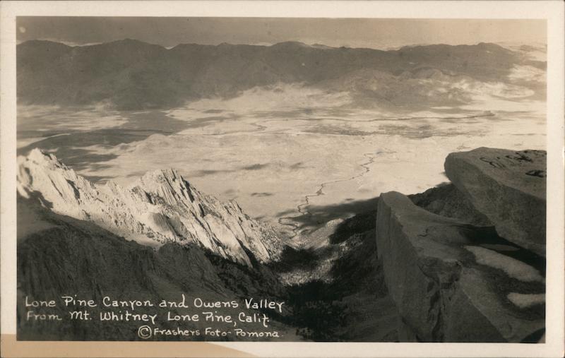 Lone Pine Canyon and Owens Valley from Mt. Whitney California Postcard