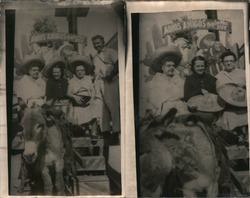 Two Photos: Tourists in Donkey Cart with Sombreros Nogales, Mexico Postcard Postcard Postcard