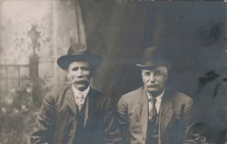 Two Men, Hats, Studio Photo Postcard