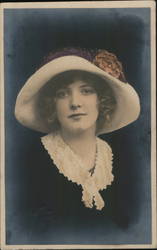 Portrait of a Woman with Straw Hat Postcard