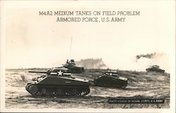 M4A2 Medium Tanks on Field Problem Armored Force, U.S. Army Postcard Postcard Postcard