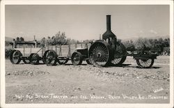 Old Steam Tractor and Ore Wagons Postcard