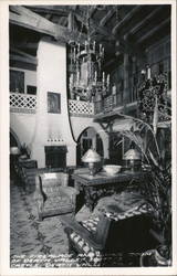 The Fireplace and Living Room of Death Valley Scotty California Postcard Postcard Postcard