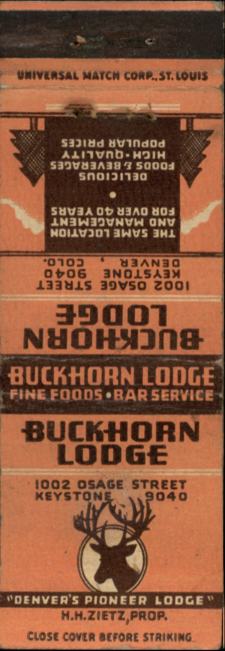 Buckhorn Lodge Denver, CO Hotels & Motels Matchbook Cover