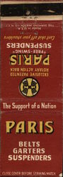 Paris Belts, Garters, and Suspenders, The Support of a Nation Advertising Matchbook Cover Matchbook Cover Matchbook Cover