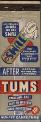 Tums for the Tummy, Amazing Fast Way to Relieve Acid Indigestion Advertising Matchbook Cover Matchbook Cover Matchbook Cover