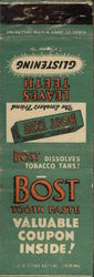 Bost Tooth Paste - The Smoker’s Friend Advertising Matchbook Cover Matchbook Cover Matchbook Cover