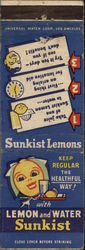 Sunkist Lemons, Keep Regular the Healthy Way Advertising Matchbook Cover Matchbook Cover Matchbook Cover