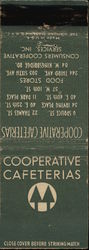 Cooperative Cafeterias, Food Stores, Consumer Cooperative Services Inc. NYC, NY Advertising Matchbook Cover Matchbook Cover Matchbook Cover