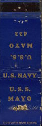 U.S. Navy U.S.S. Mayo 422 Matchbook Cover