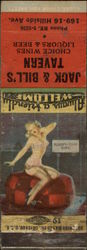 Bill & Jack’s Tavern, Always a Friendly Welcome, Sleepy Time Girl Pictured Bars, Lounges, Nightclubs Matchbook Cover Matchbook C Matchbook Cover