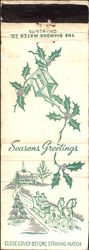 Season Greetings - Holly and People in a Sled Matchbook Cover