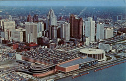 Detroit's Civic Center And Skyline Michigan Postcard Postcard