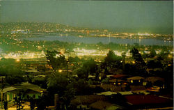 Mission Bay And Pacific Beach At Night Postcard