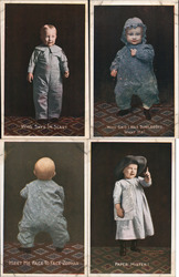 Set of 4: Baby Poses Children Postcard Postcard Postcard