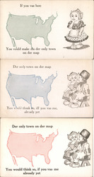 Set of 3: Dutch Children with US Map Postcard