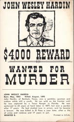 John Wesley Hardian Wanted For Murder Killed August 1895 Men Postcard Postcard Postcard