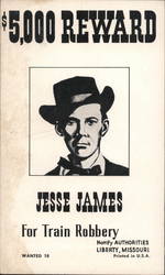 $5,000 Reward for Jesse James for Train Robbery Crooks Postcard Postcard Postcard