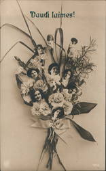 A bouqet of flowers with woman's heads as the flower heads Fantasy Postcard Postcard Postcard