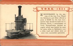 York 1831 Train Engine Baltimore and Ohio Railroad Postcard