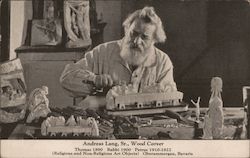 Andres Lang, Sr. Wood Carver Postcard