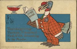 Turkey Dressed in Clothes Holding a Joke Book Postcard