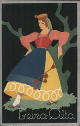 Portugal Ethnic Folk Art Deco: Beira Alta Country Woman, 1930s Postcard Postcard