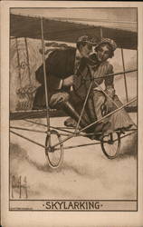 Couple Flying in Biplane Couples Postcard Postcard Postcard