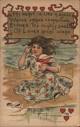 My Heart is Like a Shell - Girl on Beach Children HBG Postcard Postcard Postcard