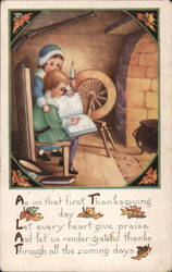 Children Reading In Front of Fire Postcard