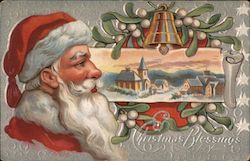 Santa Claus Overlooking Town Postcard Postcard Postcard