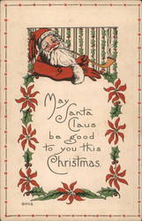 Santa Claus Smoking a Pipe Postcard