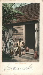 African American Man Sitting On Outside of House Black Americana Postcard Postcard Postcard