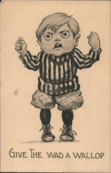 'Give the Wad a Wallop' Boy Illustration Postcard