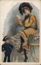 woman and the Postman Postcard