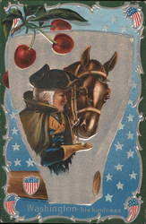 Washington Feeding Sugar Cube to His Horse Postcard