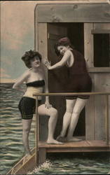 Victorian Women in Bathing Suits on Pier Swimsuits & Pinup Postcard Postcard Postcard