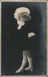 Historical Picture of Little Girl in a Dress and Hat England Postcard Postcard Postcard