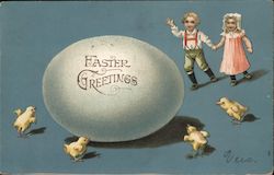 Children, Chicks, and Giant Egg Postcard