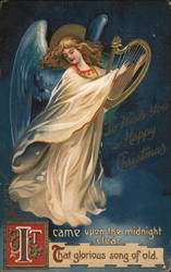 Angel Playing Harp Postcard