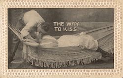 Man Kissing Woman in Hammock Postcard