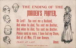 The Ending of The Maiden's Prayer Comic, Funny Postcard Postcard Postcard