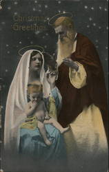 Jesus Sitting on Mary's Lap as Joseph Stands Next to Them Postcard