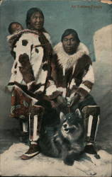 Eskimo Family with Dog Postcard