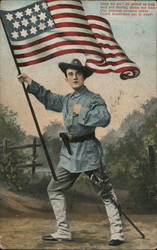 Soldier Holding American Flag with 14 Stars Postcard