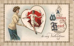 A Winning Heart to My Valentine Hearts Postcard Postcard Postcard