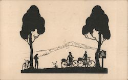 Bike path in nature sillouette Postcard