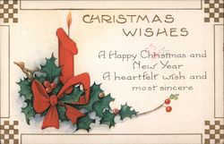 Red Candle in Mistletoe Postcard