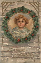 Child's Face in Wreath Children Postcard Postcard Postcard