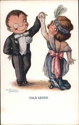 A cartoon of a couple dancing dressed in 1950s dress attire. Cartoons Postcard Postcard Postcard